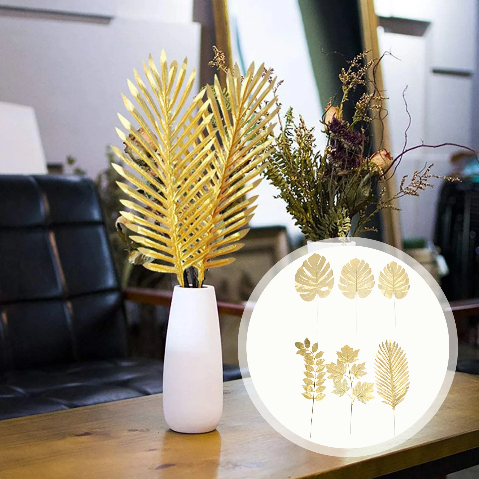 

30 Pcs Artificial Leaves Home Decor Supplies Golden ColorPlants Leaf Arrangement nament for Indoor Outdoor Use