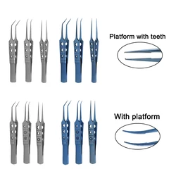 GREATLH 1pcs Ophthalmic 8.5cm Forceps Eye Surgical Tweezers Straight Angle Curved Forceps Ophthalmic Instrument