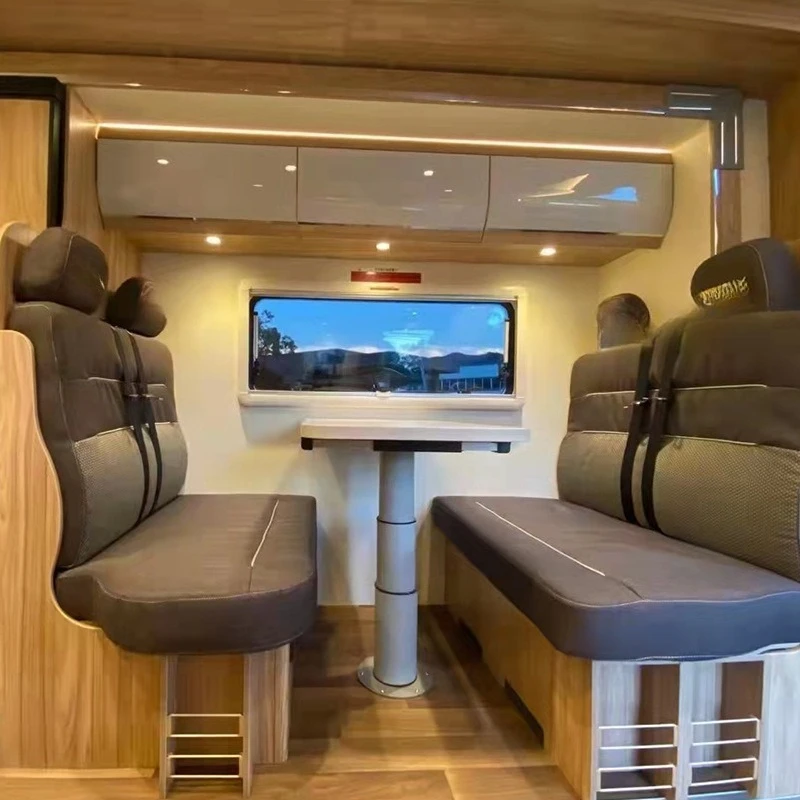 

RV trailer modification accessories pneumatic lift adjustment four or so sliding expansion table legs table rack