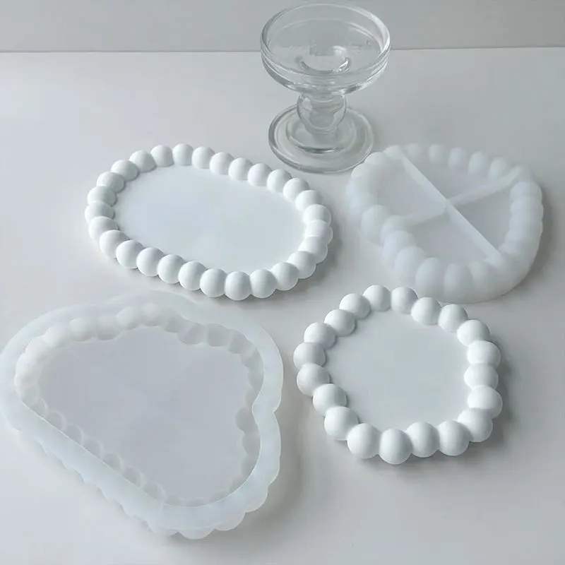DIY Geometric Cloud Oval Form Twisted Plaster Coaster Silicone Mold Handmade Epoxy Resin Gypsum Storage Tray Mould