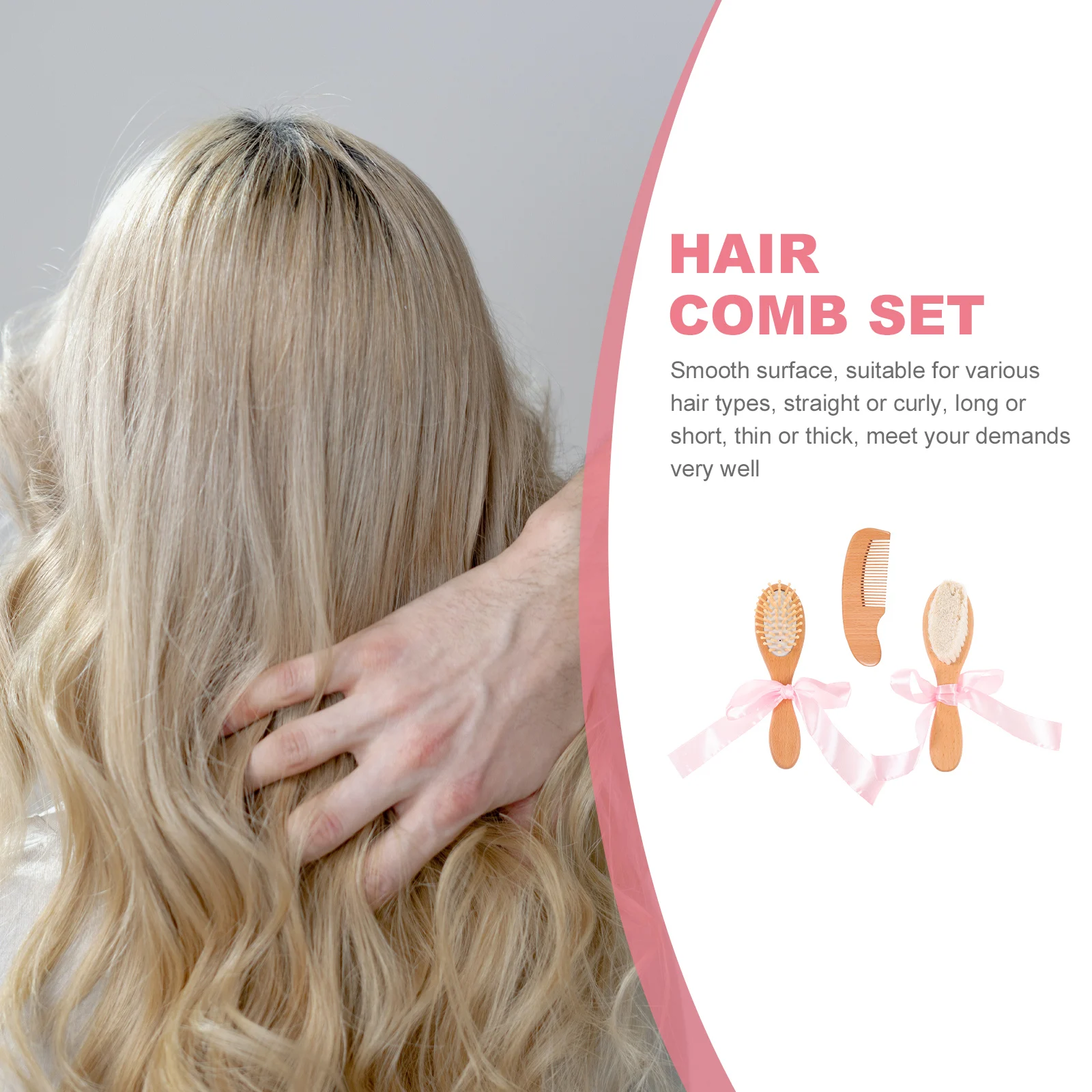 

3pcs Wool Wood Comb Set Hair Wooden Brushes Detangle Fine Straight Scalp Massage Combs Practical Gifts Christmas Birthday