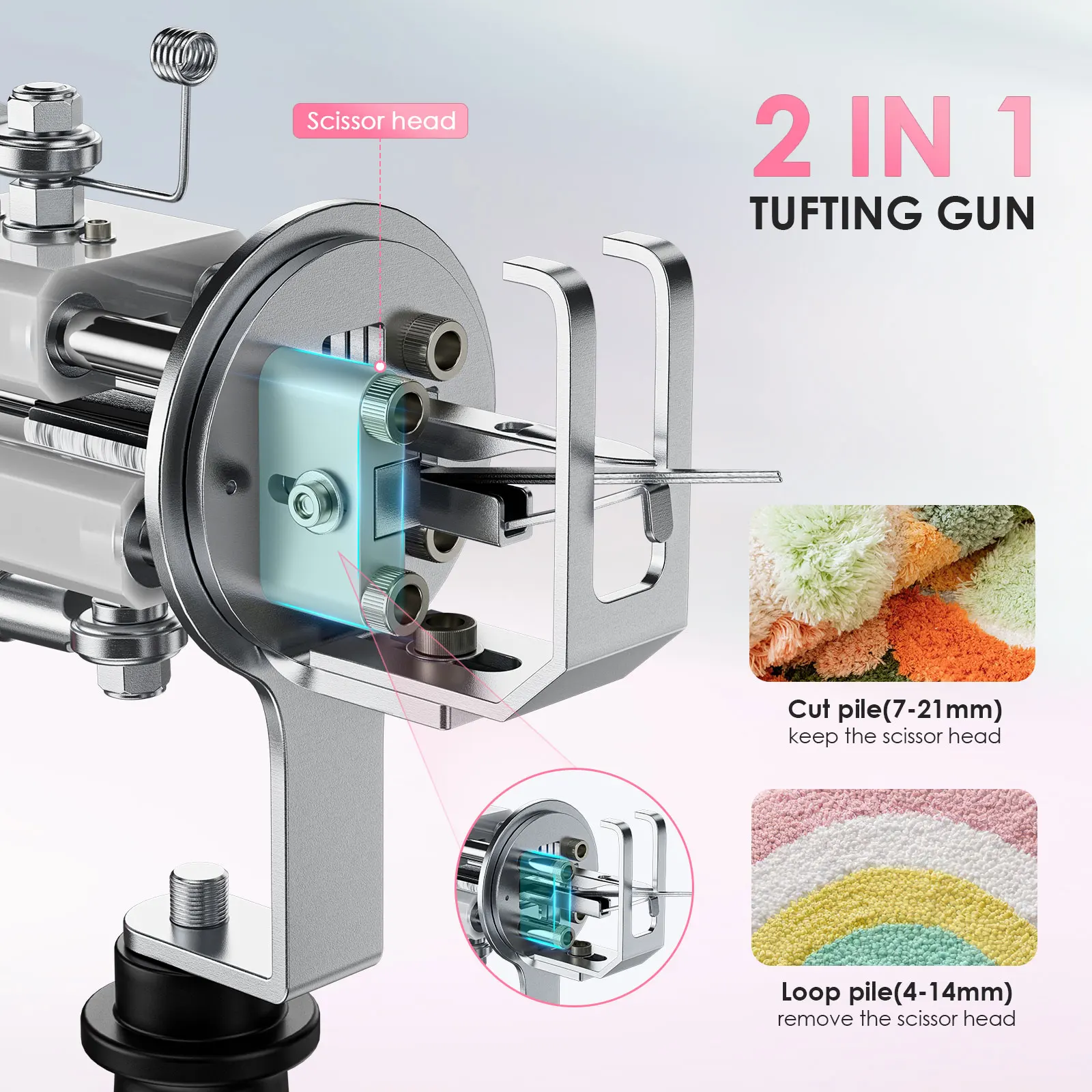 Imagem -02 - Armas Elétricas de Acolchoamento para Tecelagem do Tapete 2in Knitting Tool Cut Loopes Tapete Starters Kit Flocagem Máquina