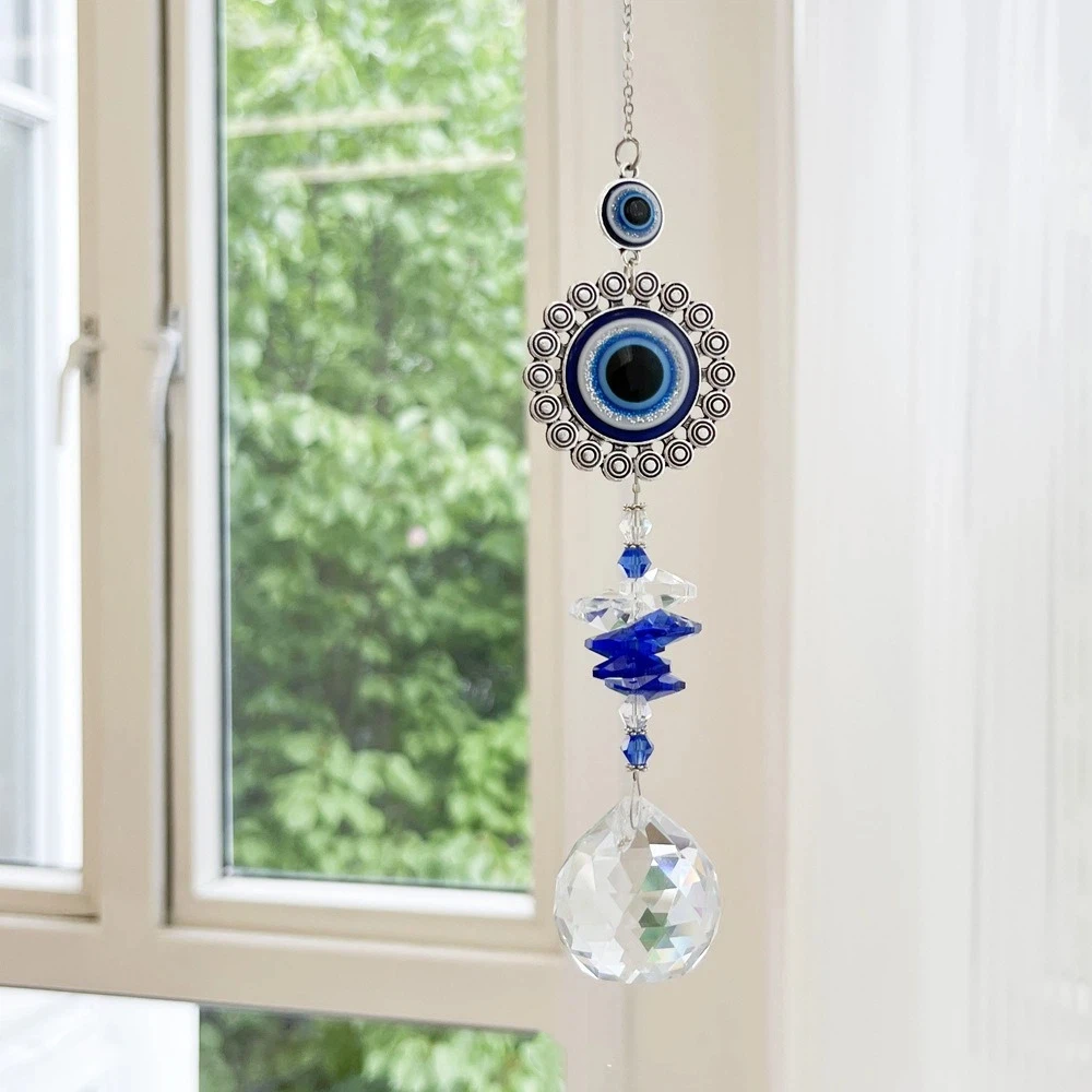 Rhinestone Devil Eye Suncatcher Butterfly Rainbow Maker Sun Catcher Pendant Crystal Balls Ornaments Sunlight Catcher