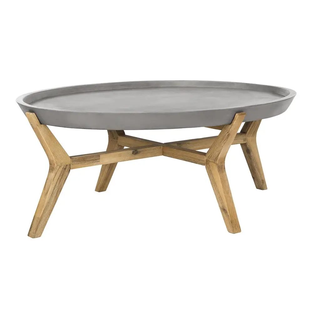

Outdoor Collection Hadwin Dark Grey Indoor Outdoor Modern Concrete Oval 31.5 Coffee Table