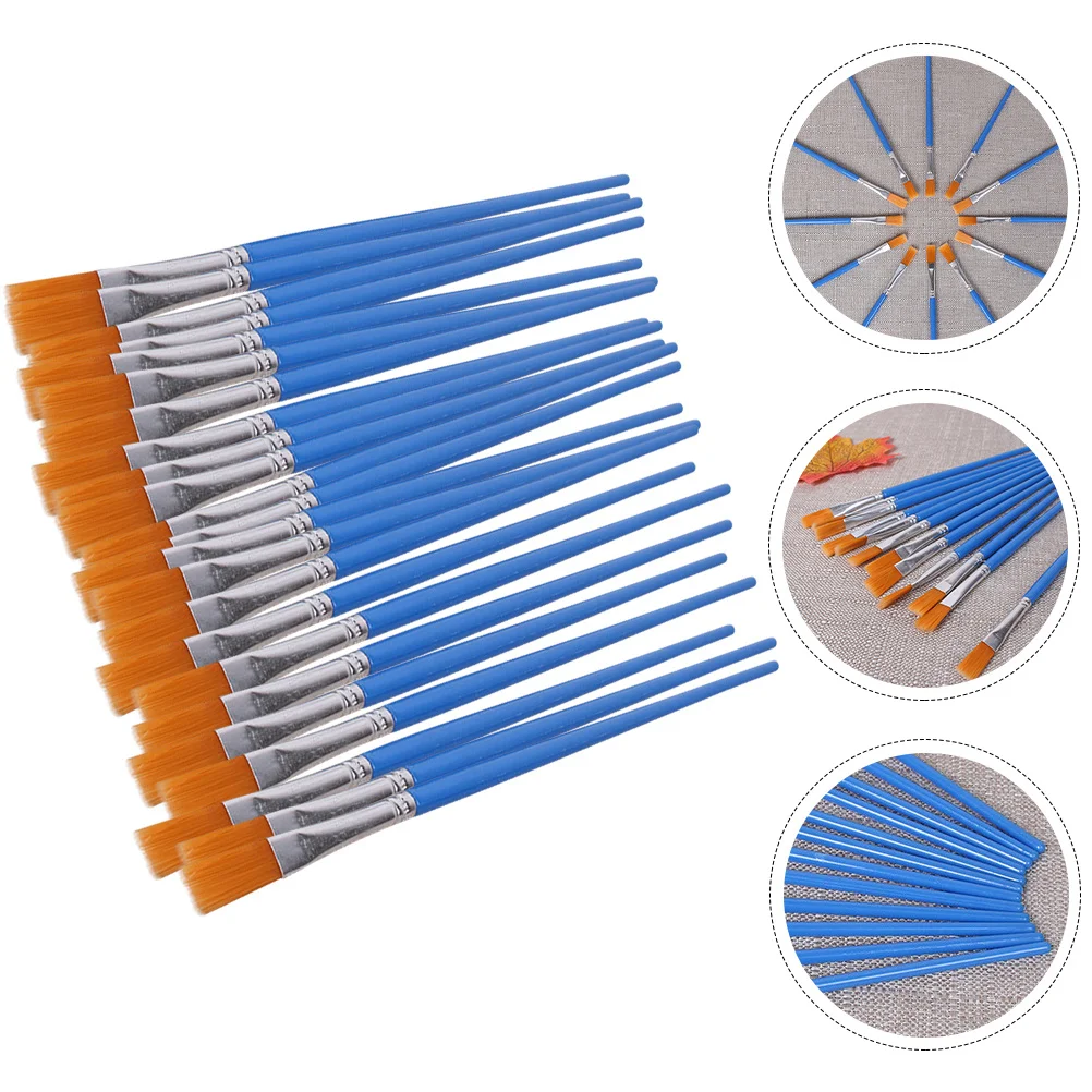 

30pcs Nylon Bristle Watercolor Brush Set Flat Tip Paint Brushes For Students Beginners Art Craft Face Body Ceramic Painting