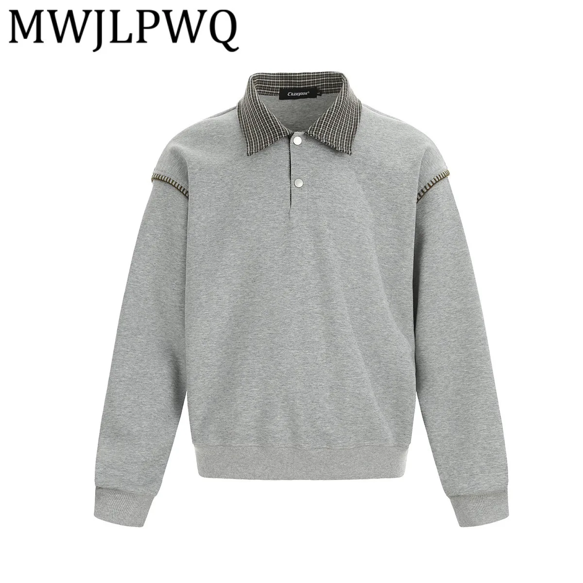 

MWJLPWQ Мужская рубашка с американским клетчатым воротником и лацканами, осень 2022, новая базовая простая уличная одежда, топы с длинными рукавами в пригородном стиле 21341