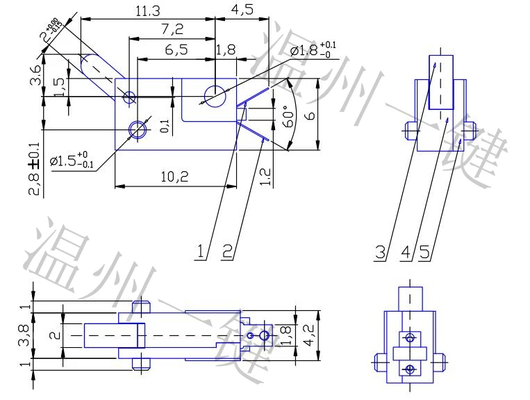 Microinterruptor de límite de 5 piezas, interruptor de juego de KW-128, botón de detección de reinicio, KFC-V-101, verde, LSA-23B