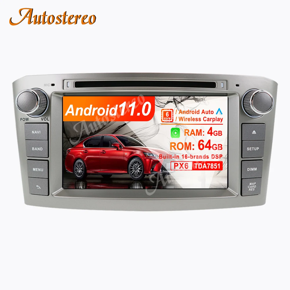 

Android 10.0 4GB+64GB Car DVD Player For Toyota Avensis 2002-2008 T250 GPS Navigation multimedia radio tape recorder head unit