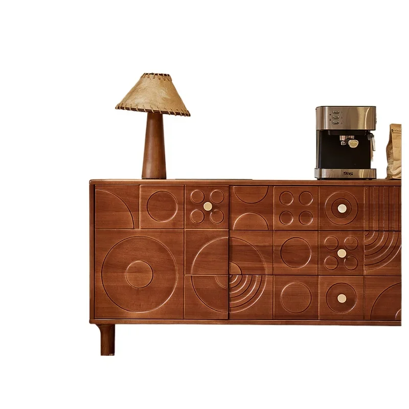 

French five or six chest cabinets, modern simple entrance living room, medieval retro carved solid wood storage cabinets