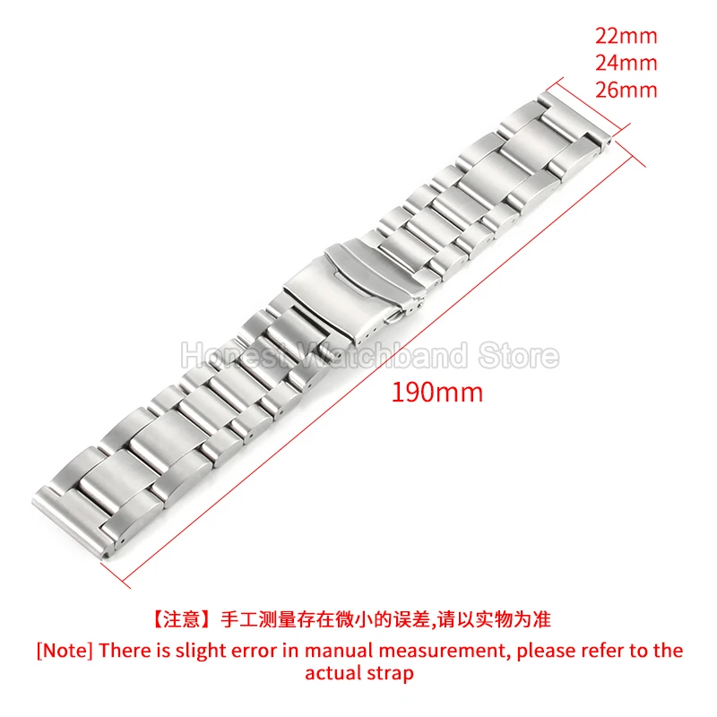 Pulseira de relógio de aço inoxidável espessada, resistente ao suor, adequada para a pele, 22mm 24mm 26mm, para panerai diesel luminor