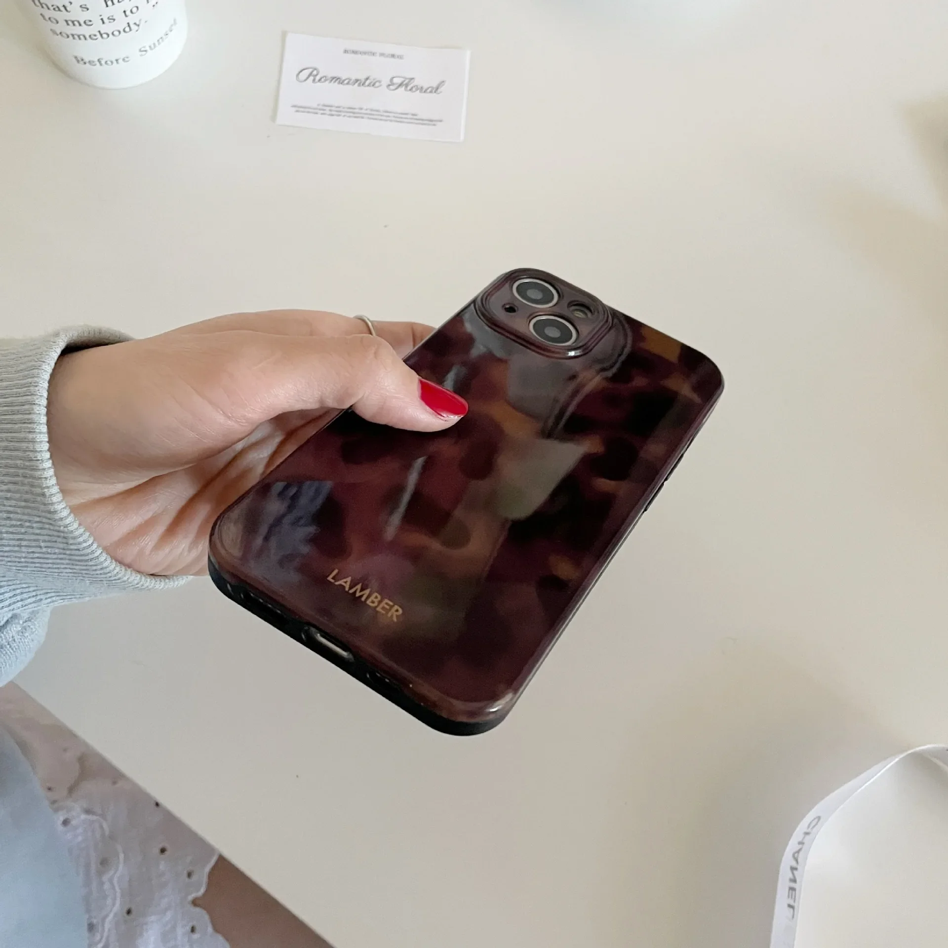 耐衝撃性の電話カバー,レトロな茶色の琥珀色のパターン,iPhone 16,15,14,13,12,11 pro max用ケース