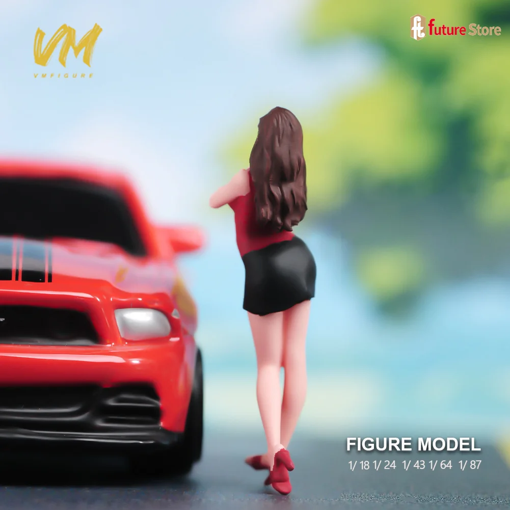 女の子のための短い樹脂製ジオラマ人形,1/87, 1/64, 1/43, 1/24, 1/18