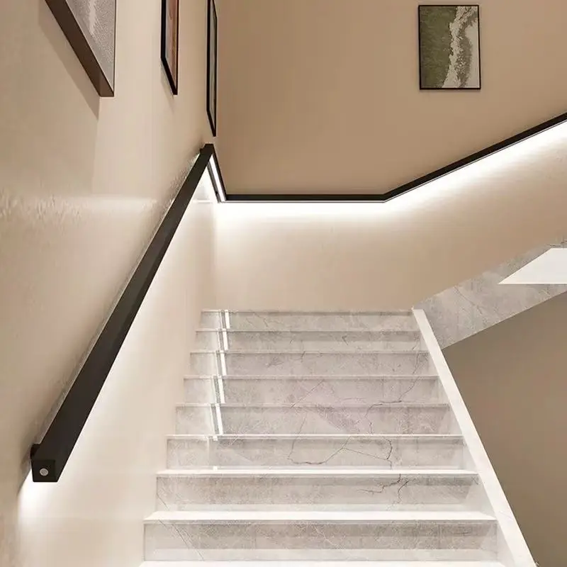 Square Long Strip Luminous Below Staircase Handrail Light with Human Body Induction Wall Mounted Villa Hallway Hard Bar Lamp