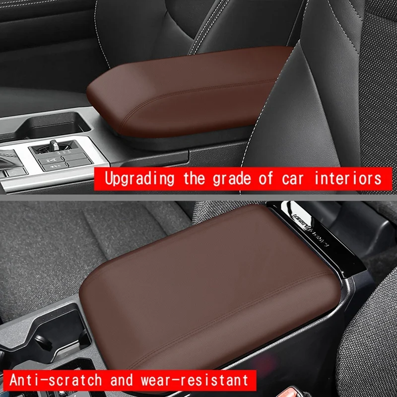 Car Center Console Armrest Box Cover Armrest Box PU Leather Panels For Toyota Prado LC250 2024 Brown