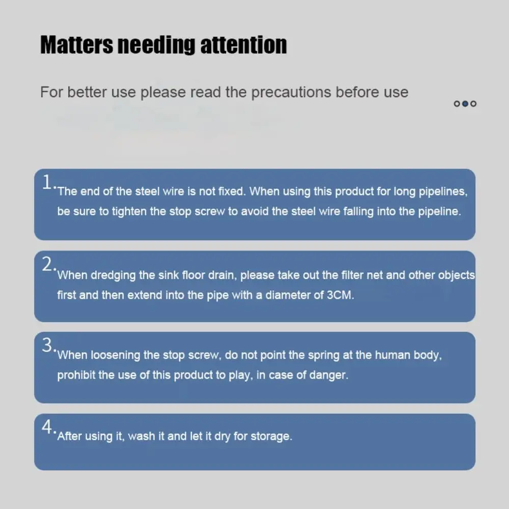 PE and Stainless Steel Drain Cleaning Auger Black Spring Screw Design Universal Kitchen Toilet Unclog Unclog Long Pipes