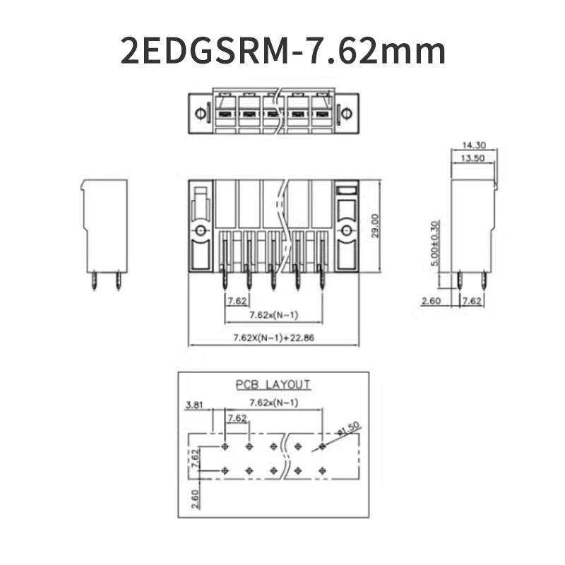 (1 Piece) 2EDGSVM - 7.62 Straight Pin Header High Current Plug-in PCB SRM/SVM with Retaining Hole KF2EDGSKM 7.62mm 2P 3P 4P ~12P