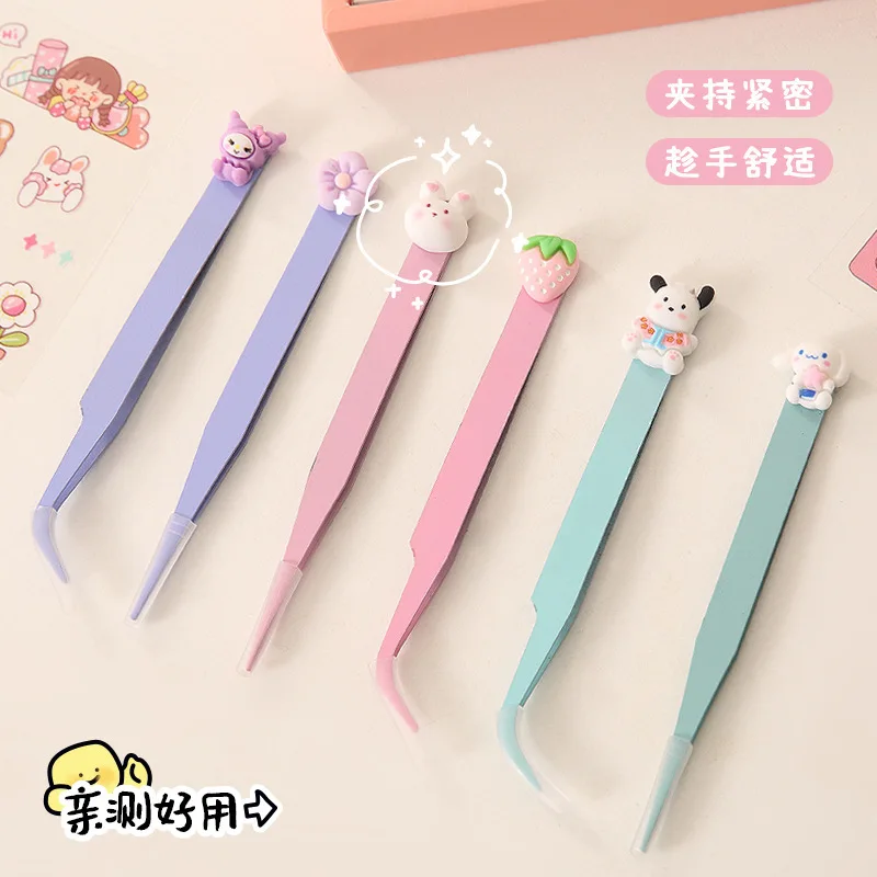 

Cute Macaron Tweezers Stainless Steel Straight Curved Tweezer DIY Stickers Scrapbook Guka Eyelash Nail Art Rhinestones Pick Tool