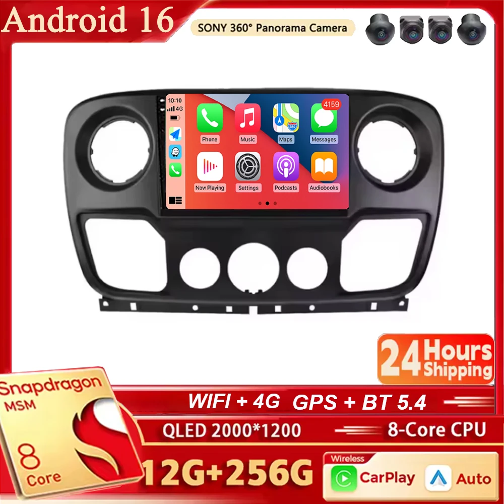 Android 16 For Nissan NV400 Opel Movano Renault Master III 3 2010 - 2020 Car Radio Stereo GPS Navigation Multimedia Player  WIFI