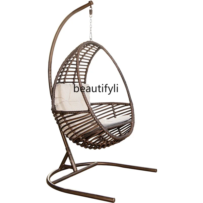 

Glider Swing Hanging Basket Rattan Chair Home Leisure Lazy Indoor Balcony Nest Chair Single Hammock Cradle Chair