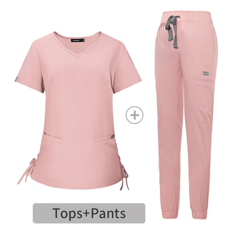

Hospital Surgical Gown Handwashing Clothes Clinic Professional Workwear Nurse Student Female Thin V-Neck Set