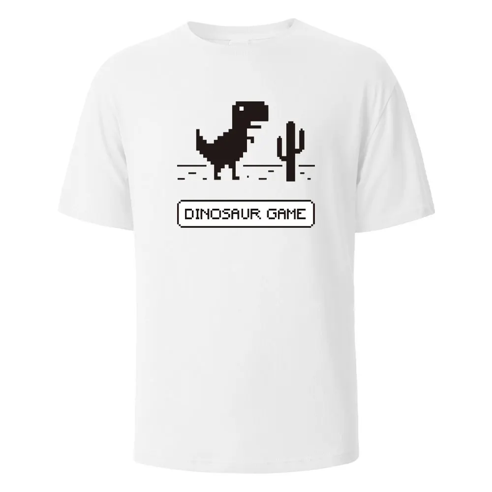 

Dinosaur Game Print T-Shirt Summer Tees For Men Women 100% Cotton O-neck Oversize Casual Short sleeved TopsZQ