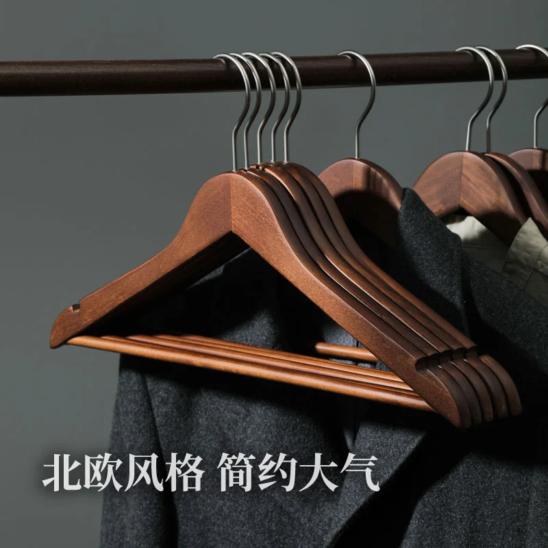Vintage Wooden Coat Hangers with Non Slip Pant Bar Premium Lotus Wood with Notches Swivel Hook for Suit Jackets Shirts