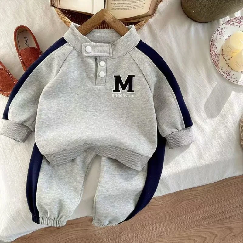 

New Boys Clothing Children Cotton Letter Set Spring Fall Kids Girls Long Sleeve Sweatshirt Tops Sport Pants Casual 2Pcs Outfits