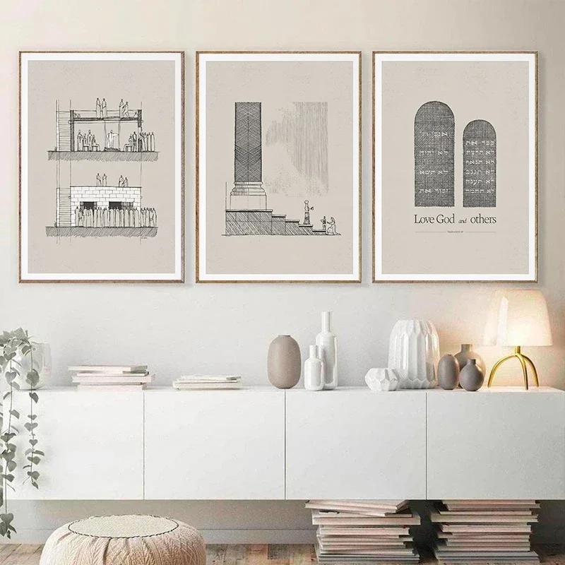 The Bible Story Sketch Poster Exodus Jesus Parable Canvas Painting Minimalistic Christian Wall Art Picture Office Home Decor