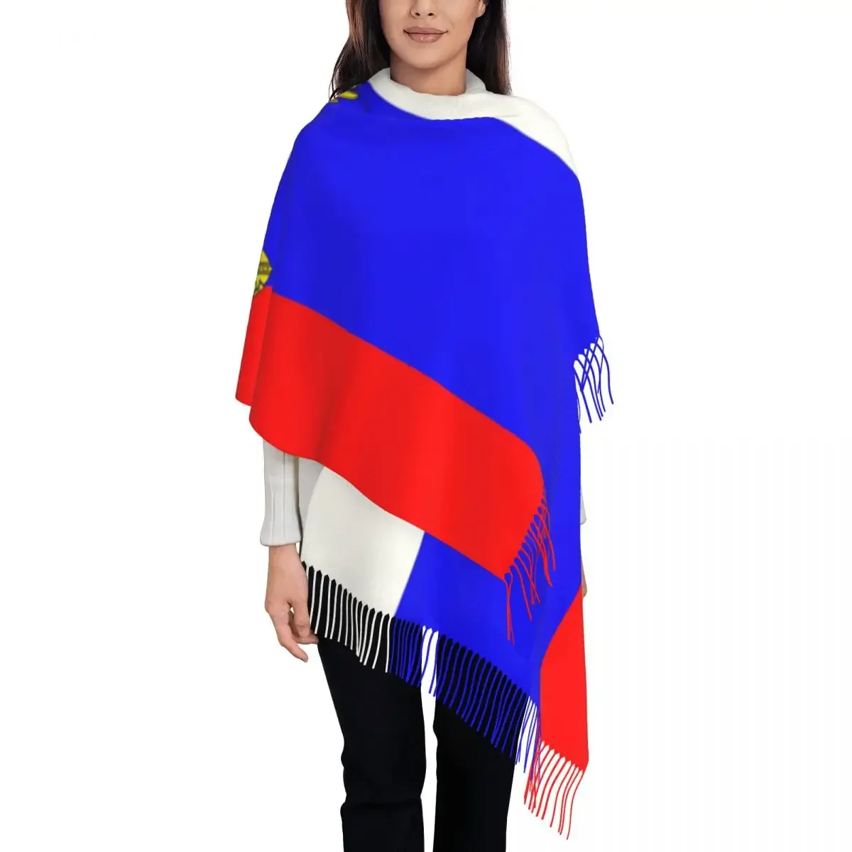 Lady Long Russian Flag Scarves Women Winter Soft Warm Tassel Shawl Wrap Coat  Arms  Russia Scarf