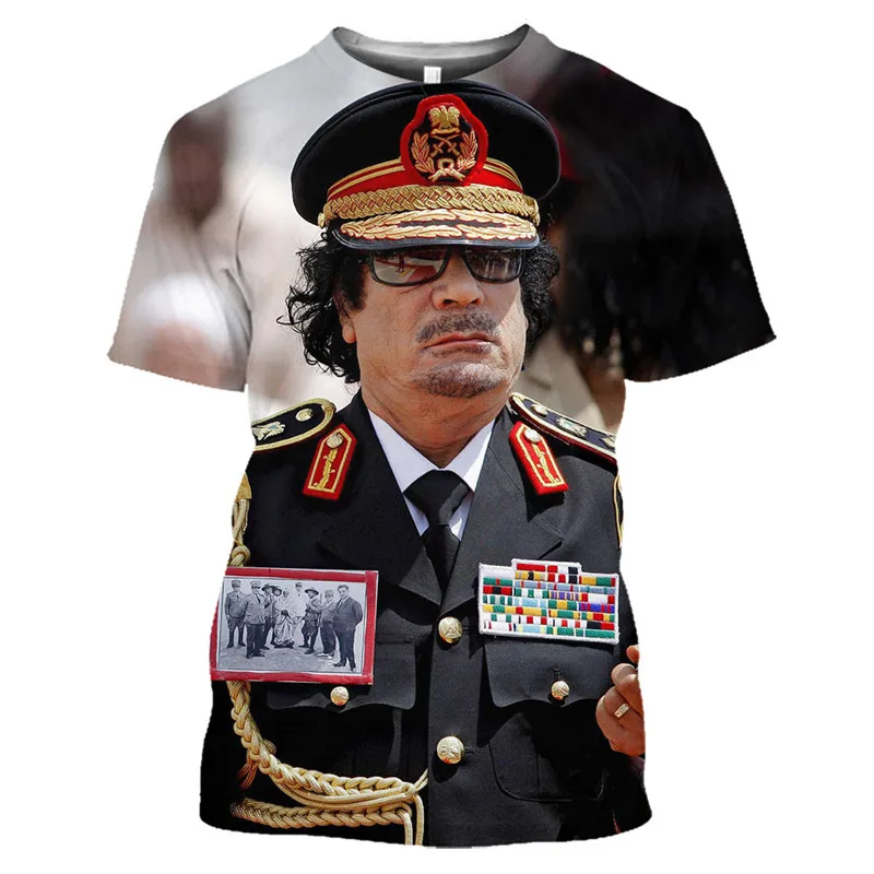 Gaddafi Libyan Dictator 3D Printed T-shirt Men Women Libya Men Women Fashion Harajuku Short Sleeve Plus Size Tops Tee Clothes