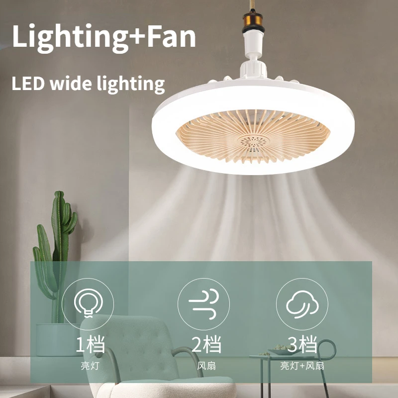 30W E27 LED Ceiling Fans with Light Remote Control Dimmable Ceiling Lamp Bulb Indoor Bedroom Chandelier with Cooling