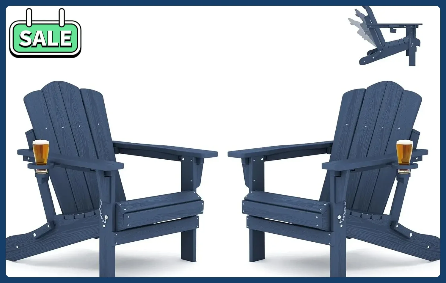 

Hot-sellingFolding Adjustable Backrest Adirondack Chairs with Cup Holder Set of 2,All Weather Use Reclining Adirondack Chairs Se