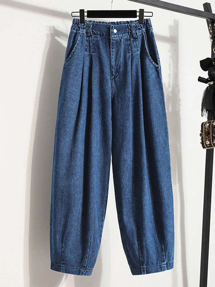 Neue Ankunft 2025 Koreanischen Stil Streetwear Alle-spiel Lose Hohe Taille Weibliche Knöchel-länge Denim Hosen B2051 Frauen casual Jeans