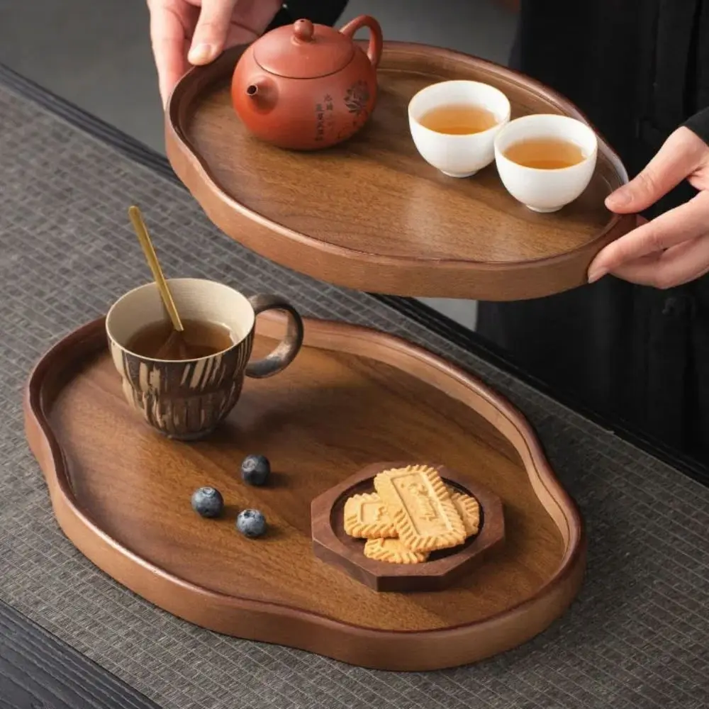 

Irregular Shape Bamboo Decorative Serving Tray Vintage Chinese Style Tea Tray Smooth Surface Fruit Platter Breakfast