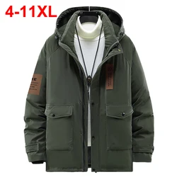 Heren Grote Maat Winterjassen Dikker Warme Capuchon Parka 'S 11xl 10xl Jas Bovenkleding Mannen Losse Casual Zwart Gewatteerde Jaket Donsjas