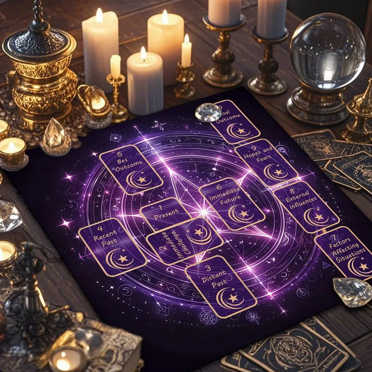Celtic Cross Mystic Tarot Altar Cloth Multiple Sizes HD Sublimation Print Astrology Rune 100 Polyester Machine Wash Party Gift