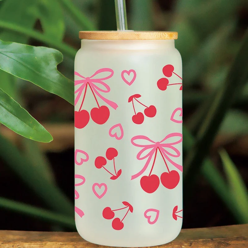 3D UV DTF Transfers Stickers 16oz Cup Wraps Cartoon Bow Printed For DIY Glass Ceramic Metal Leather Easy To Use
