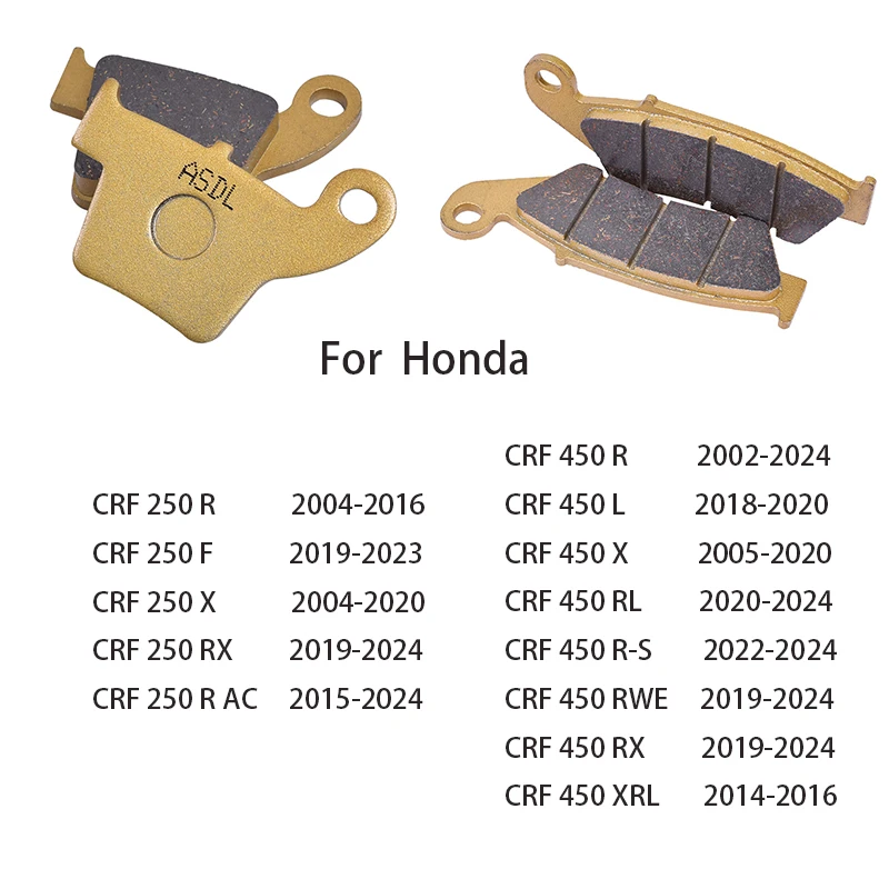 Juego de pastillas de freno delanteras y traseras de fibra de cobre sinterizada de cerámica para motocicleta Honda CRF 250 450 CRF250 CRF450 R F X RX R AC XRL