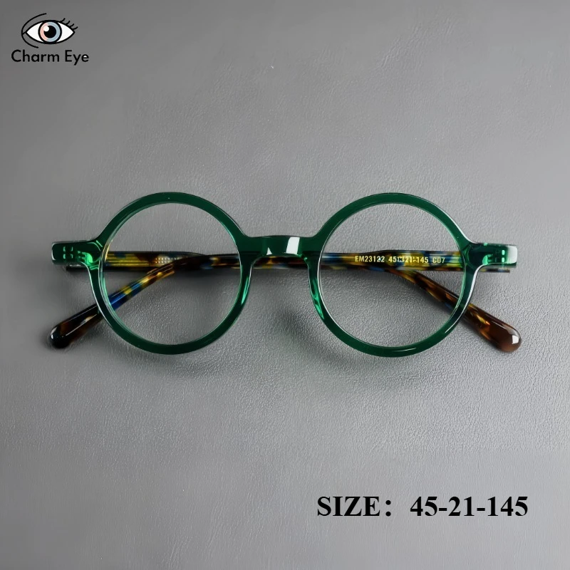 

Новые женские круглые очки 2026 года: ретро-оправы из ацетата, зеленые, высококачественные, для коррекции близорукости и чтения, мужские, с защитой от синего света