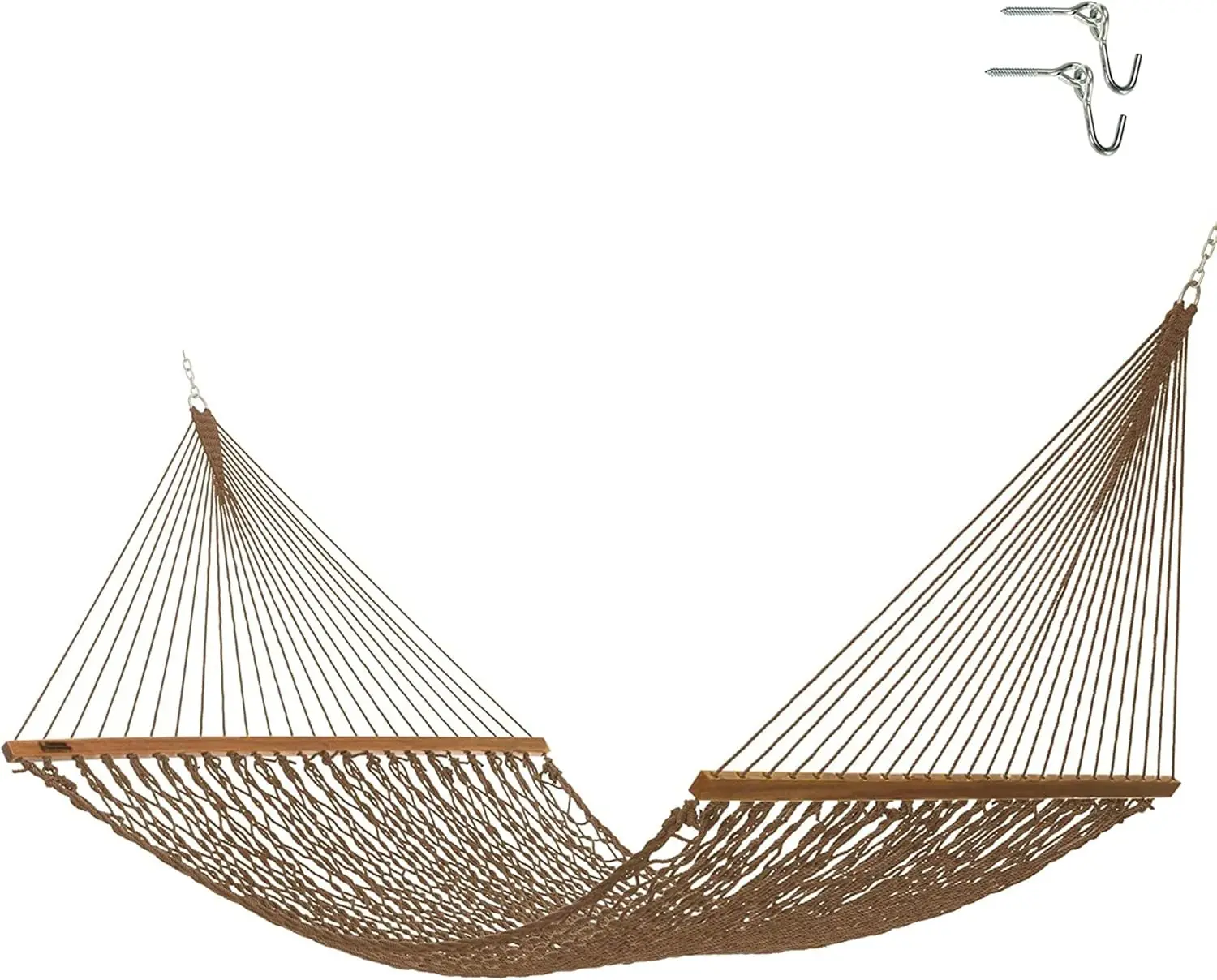 15AB Executive Antique Brown Duracord Rope Hammock with Free Extension Chains & Tree Hooks, Handcrafted in