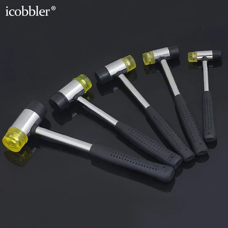 Hammer Plastic Rubber 20-40mm Head Metal Steel,2-Faced Hard and Soft Mallet for Leather Carving Staming Buckle Install DIY Tool