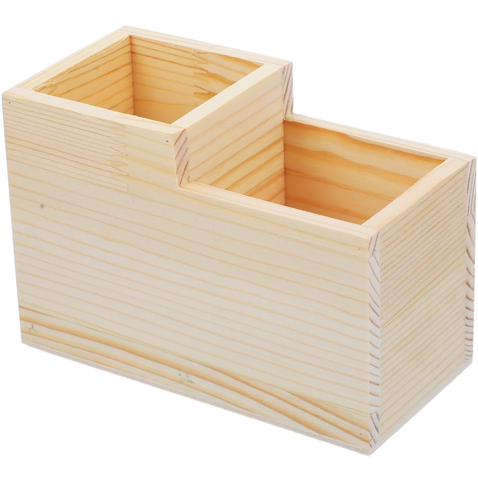 Boîte de rangement en bois naturel pour maquillage, outils pour ongles, crayons, organisateur de bureau, vanité, organisateur de bureau à domicile, maquillage en bois