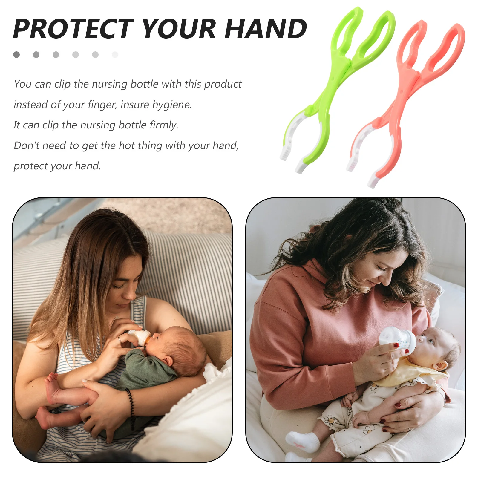 

2Pcs Baby Feeding Bottle Clamp Detachable Nursing Bottle Tong Anti-Slip Pacifier Clip Holder for Hot Pan Safety