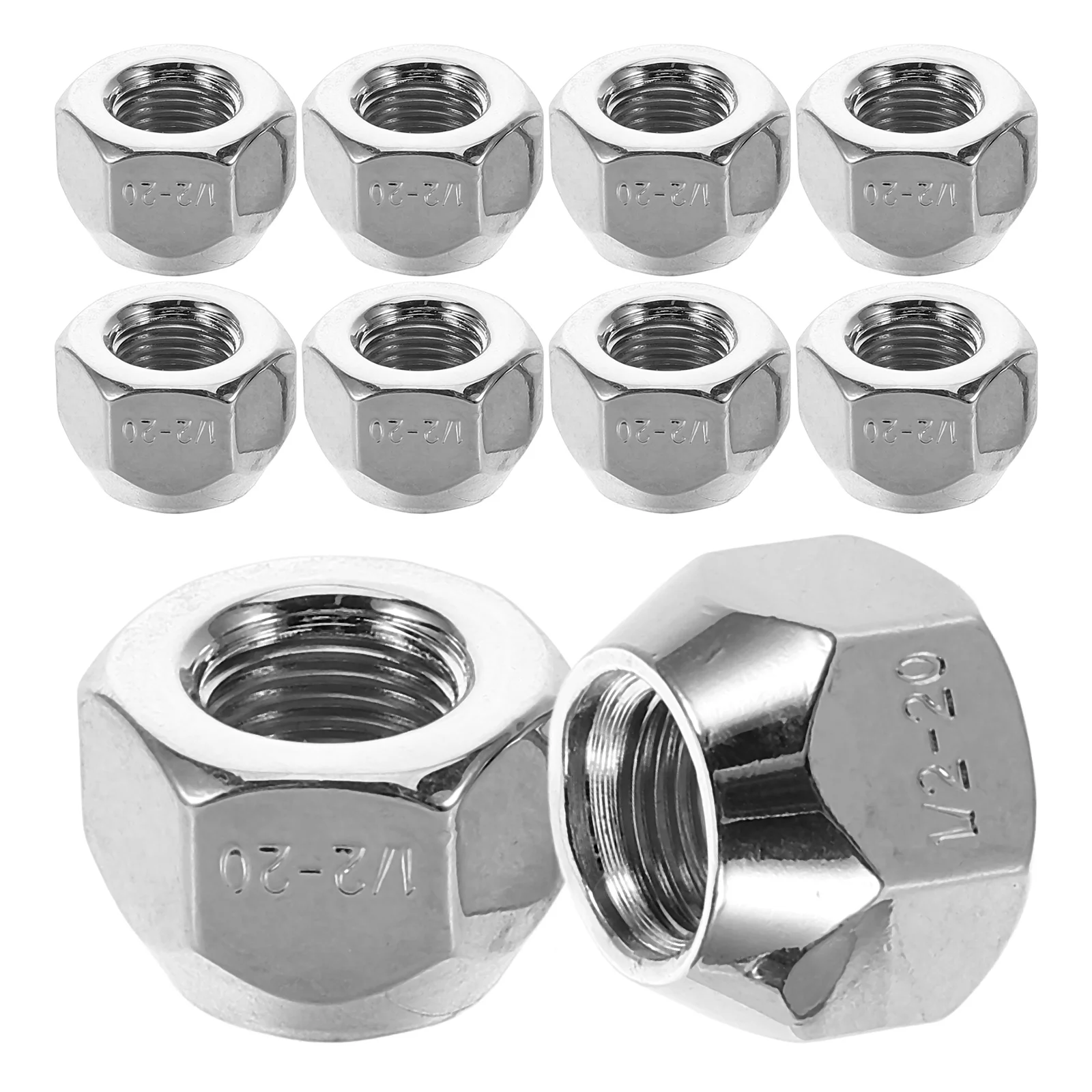 

10 pcs Lug Nuts 1/2-20 16mm Thread 21mm Diameter Silver Acorn Tire Wheel Bolts Car Truck Boat Trailer Hub Screws HighStrength