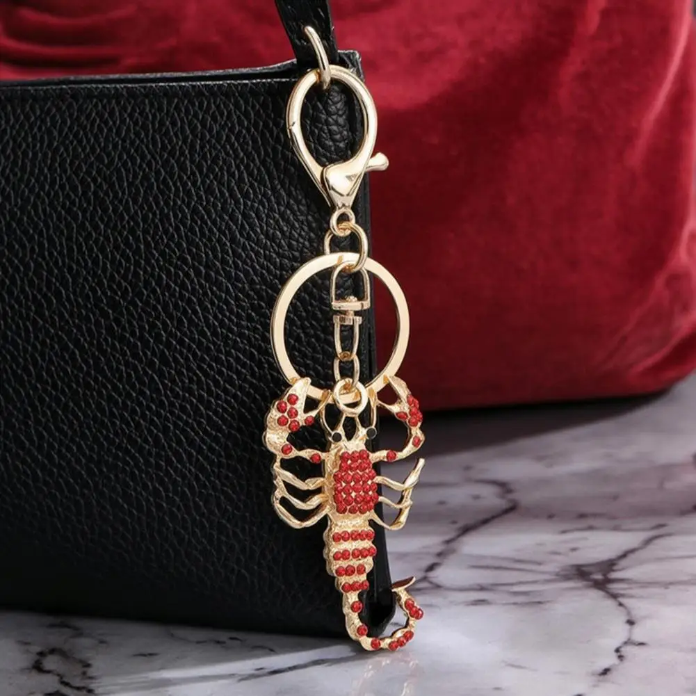 11cm Keychain Pendant Sparkling Rhinestones Inlaid Three-Dimensional Scorpion Shape Key Chain Lightweight Car Decor Accessory
