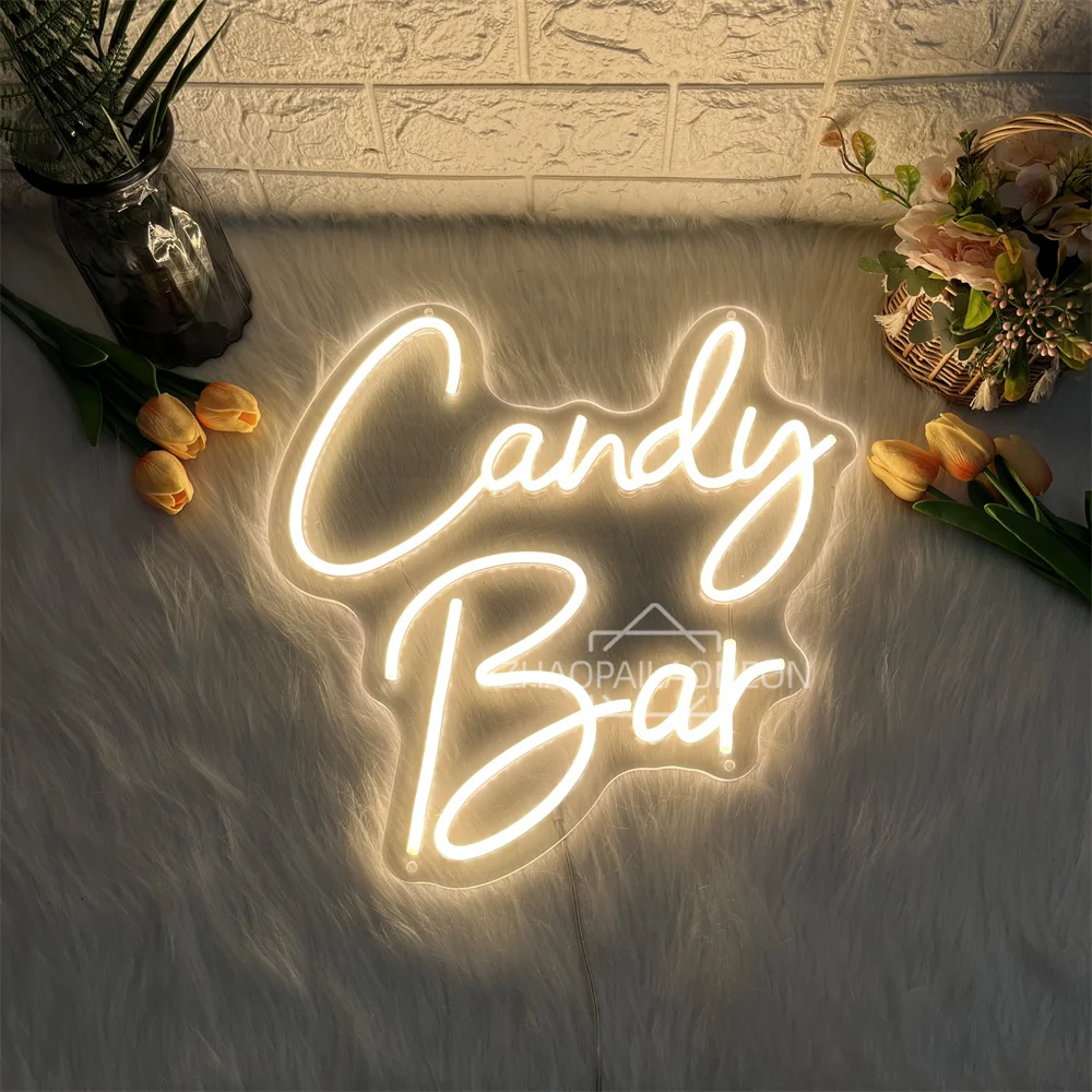 

Candy Bar Неоновая вывеска Светодиодное украшение стены для магазина конфет Декор комнаты для вечеринки Неоновая вывеска Детский подарок на день рождения Деловые огни