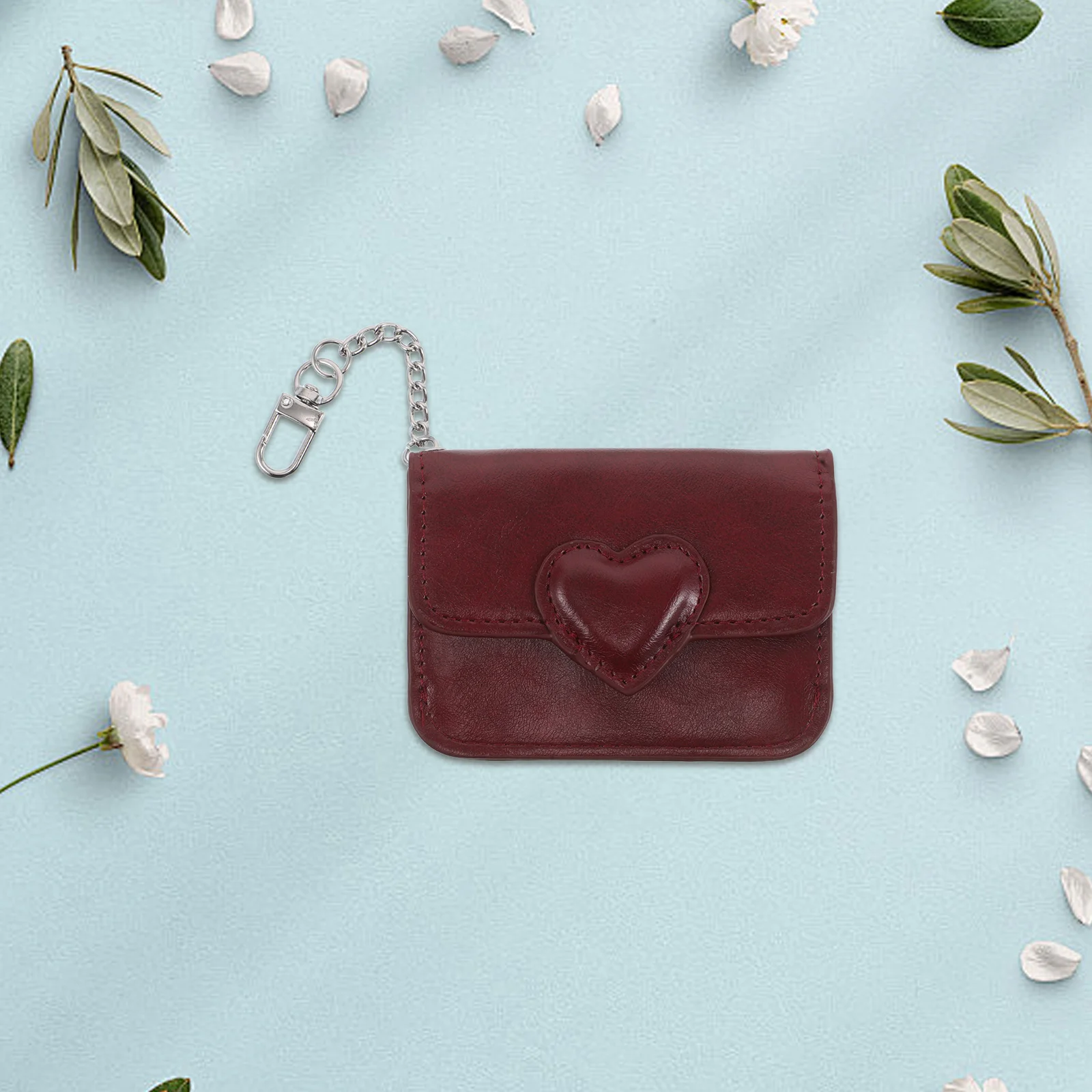 

: Pu Wallet For Women Heart Buckle Dual Slot Portable Id Business Card Card Holder For Business Cards Holder Keychain