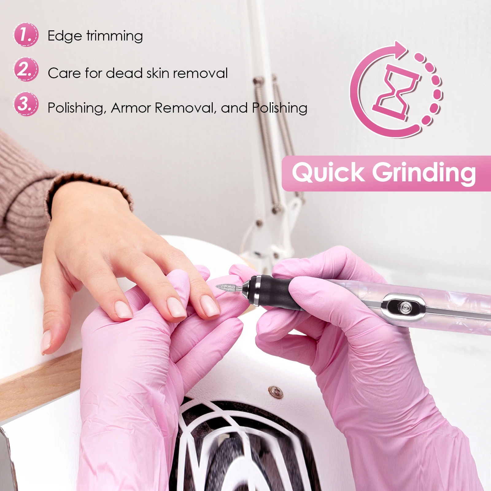 ﻿   Profesjonalna elektryczna pilarka do paznokci z 4 prędkościami, bezprzewodowy zestaw do pilowania grubych paznokci u stóp, polerowanie paznokci.
