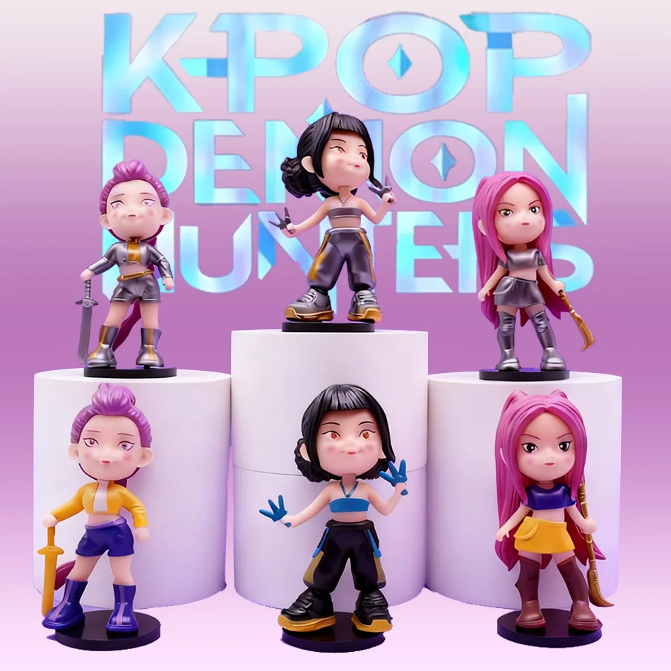 6 قطعة Kpop شيطان الصيادين أنيمي الشكل اللعب لطيف بولي كلوريد الفينيل المنقولة المفاصل عمل نموذج لجسم دمى الاطفال عيد ميلاد الديكور لعبة الهدايا #1