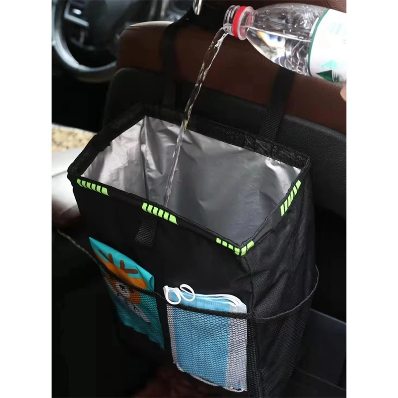 Car Trash Can 3.5 Gallons, Leakproof Oxford Car Trash Can, Large Capacity Car Trash Bag Hanging, Waterproof Car Garbage Bag